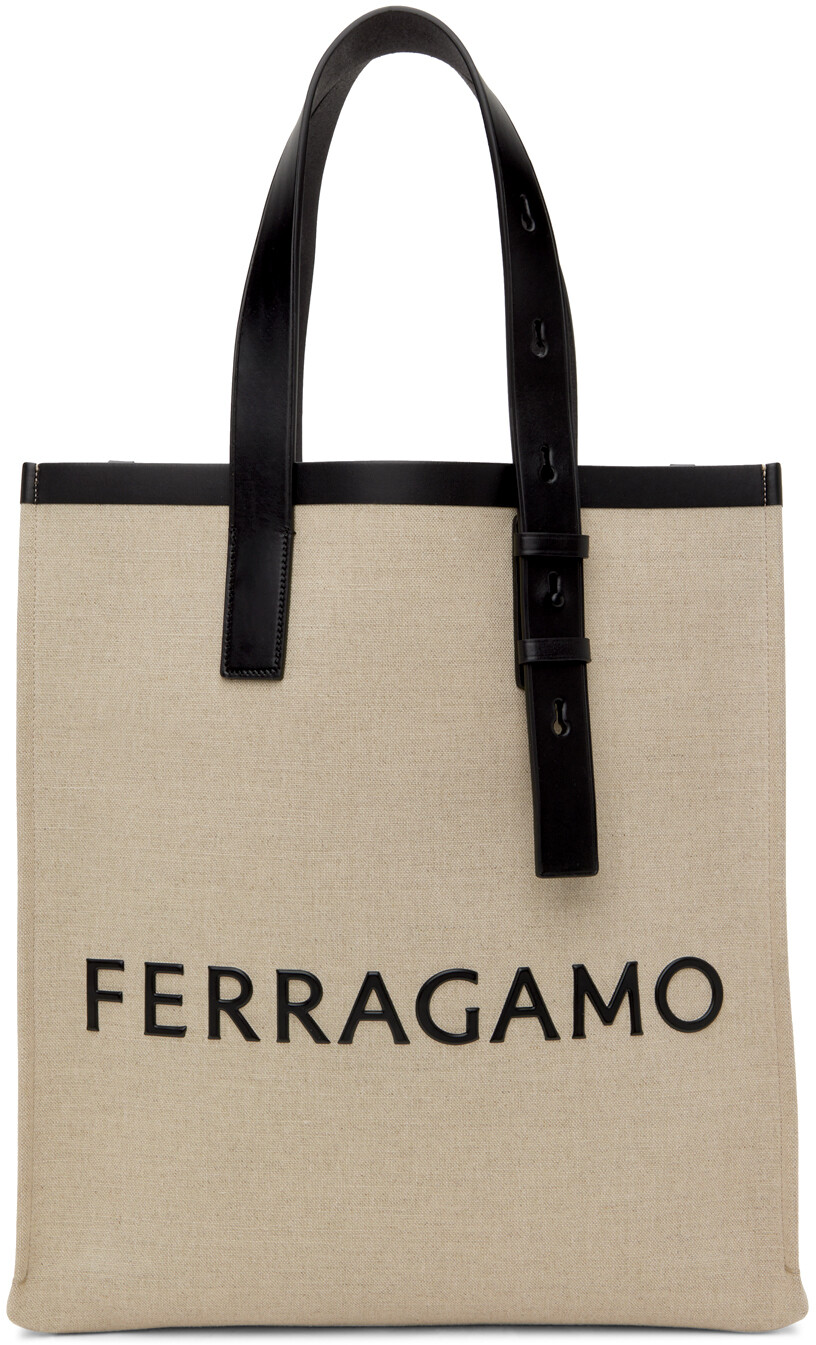 

Бежевая фирменная сумка-тоут Ferragamo