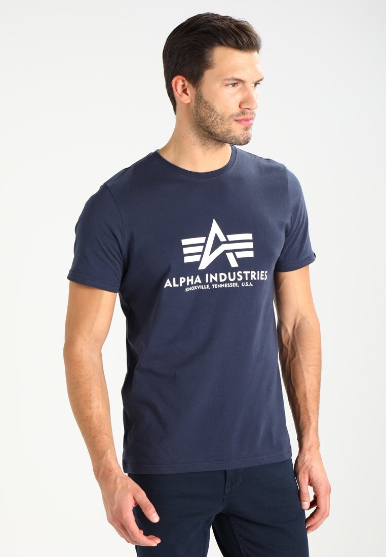 

Футболка с принтом Alpha Industries, темно-синий