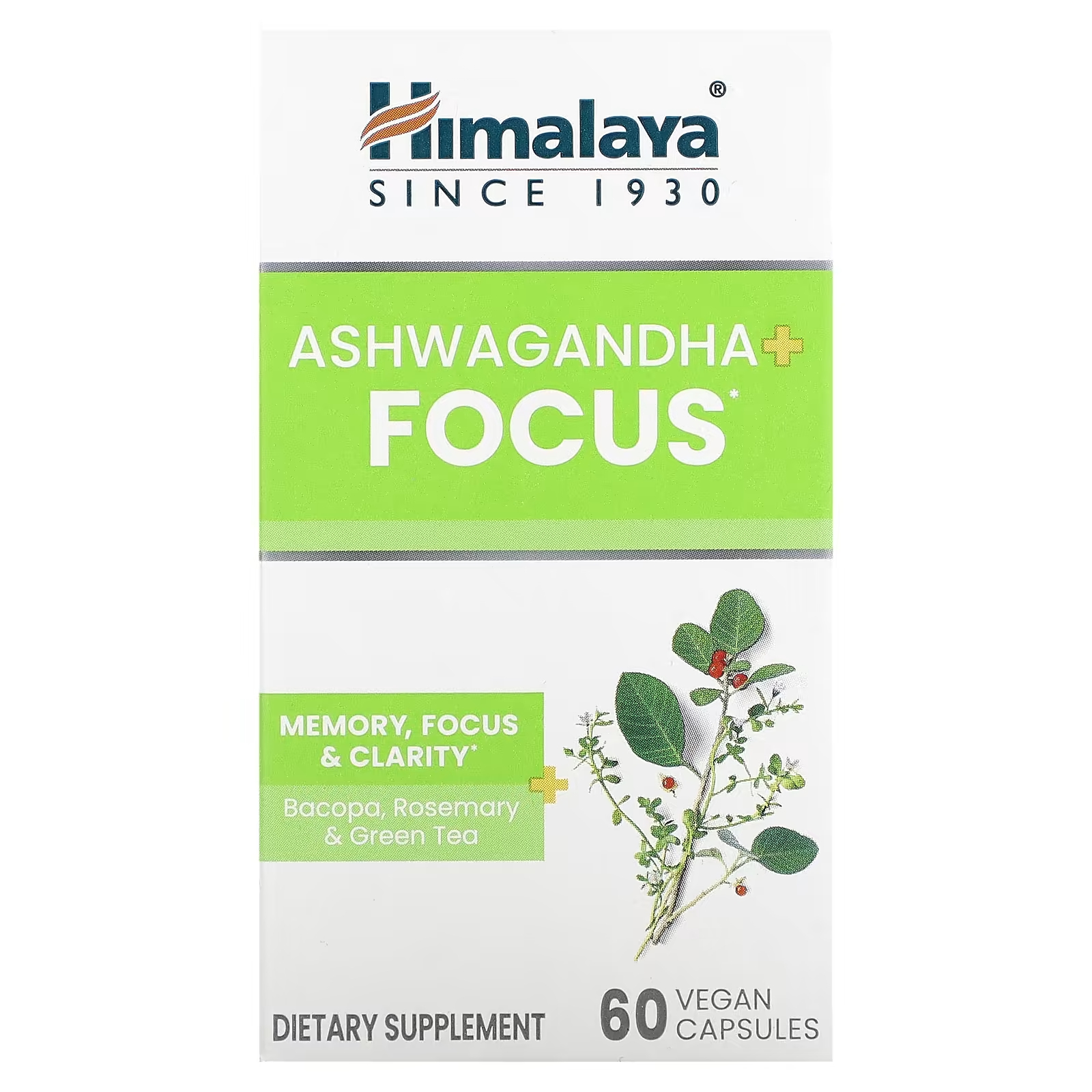 Пищевая добавка с ашвагандой Himalaya Ashwagandha + Focus, 60 капсул himalaya hello joy поддержка настроения с ашвагандой 60 вегетарианских капсул