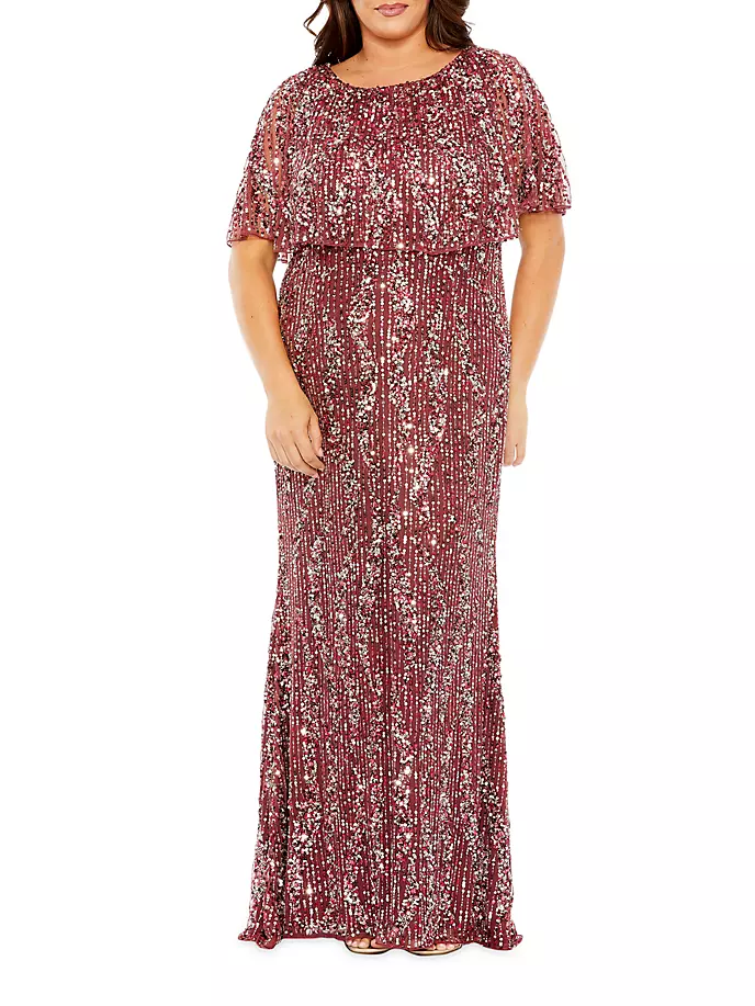 

Украшенная колонна с накидкой и рукавами Mac Duggal, цвет mulberry