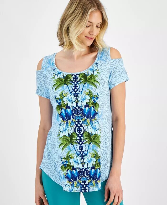 

Топ Petite Julia Jungle с открытыми плечами JM Collection, синий