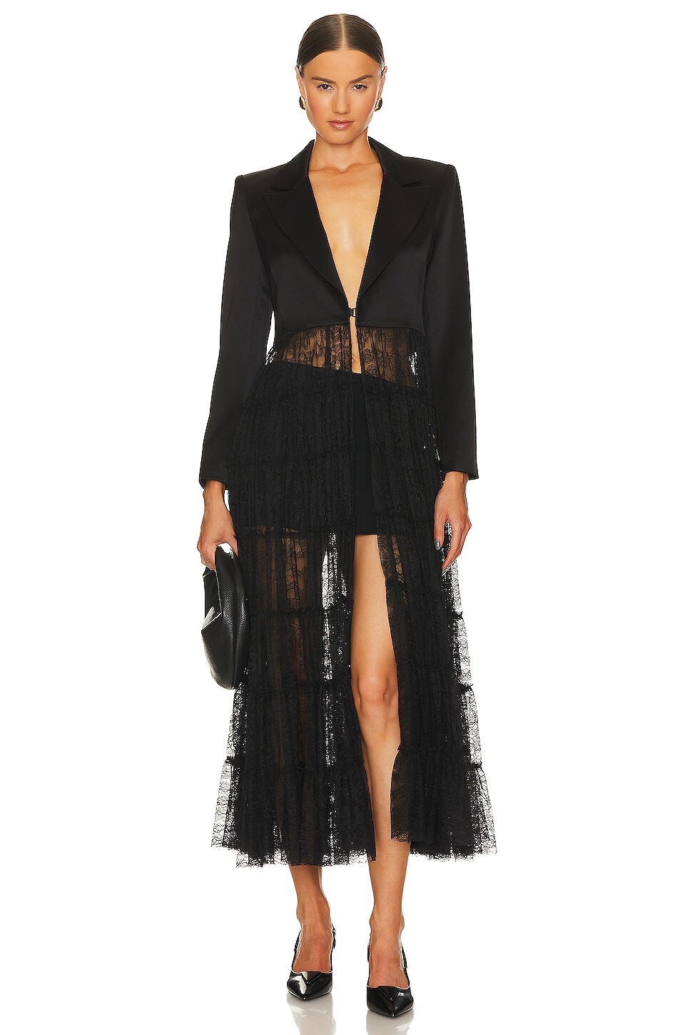 

Пиджак Alice + Olivia Everly Lace Maxi, черный