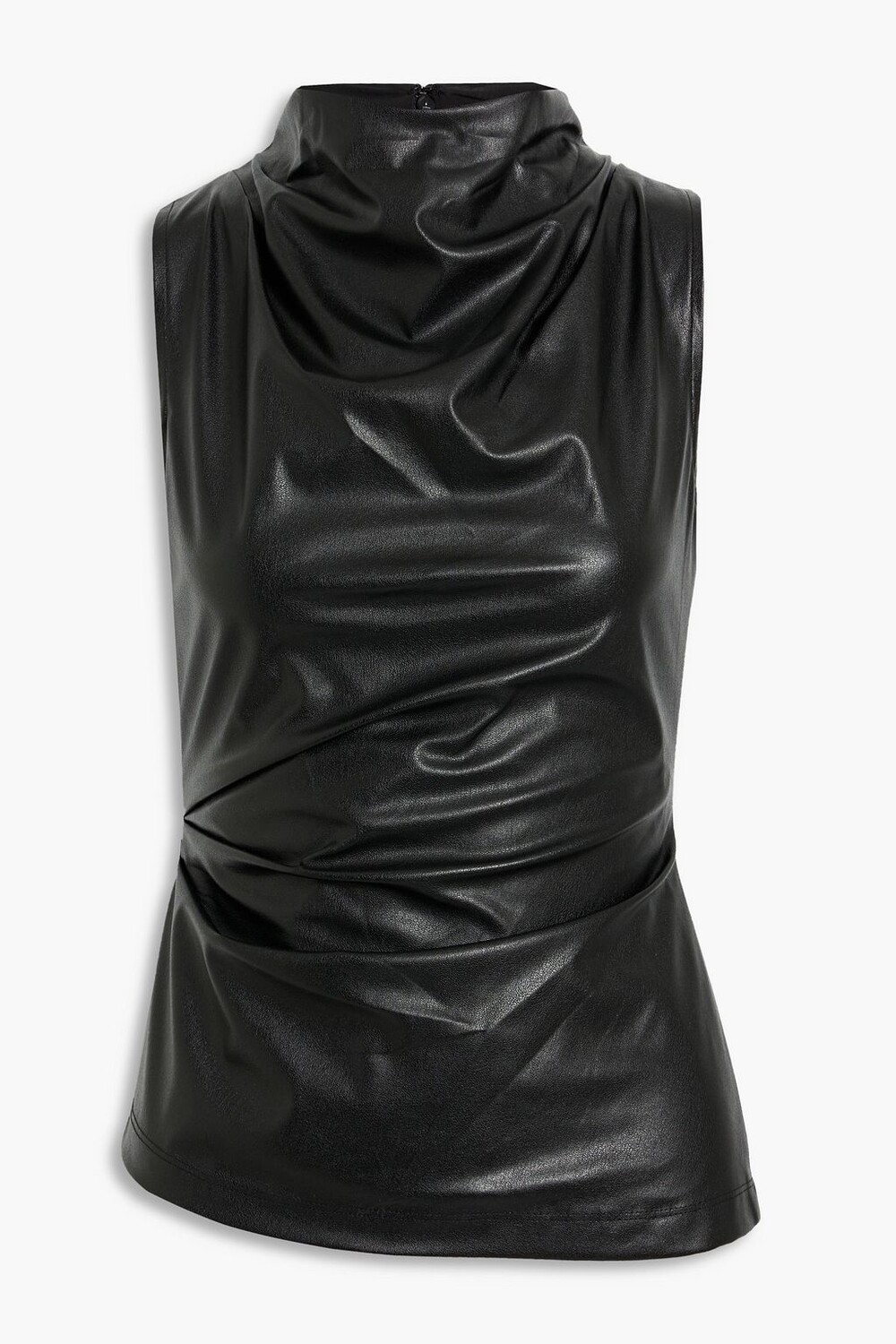 

Водолазка из искусственной кожи со сборками HELMUT LANG, черный