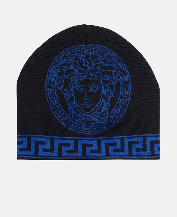 

Шерстяная шапка Versace, темно-синий