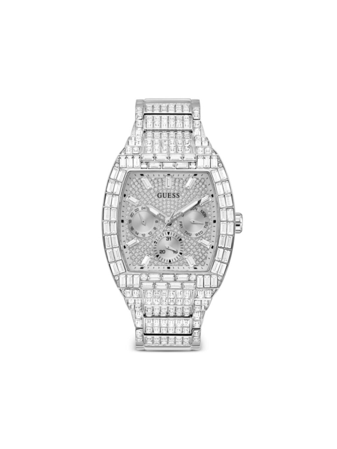 

GUESS USA наручные часы 43 мм с кристаллами, серебряный