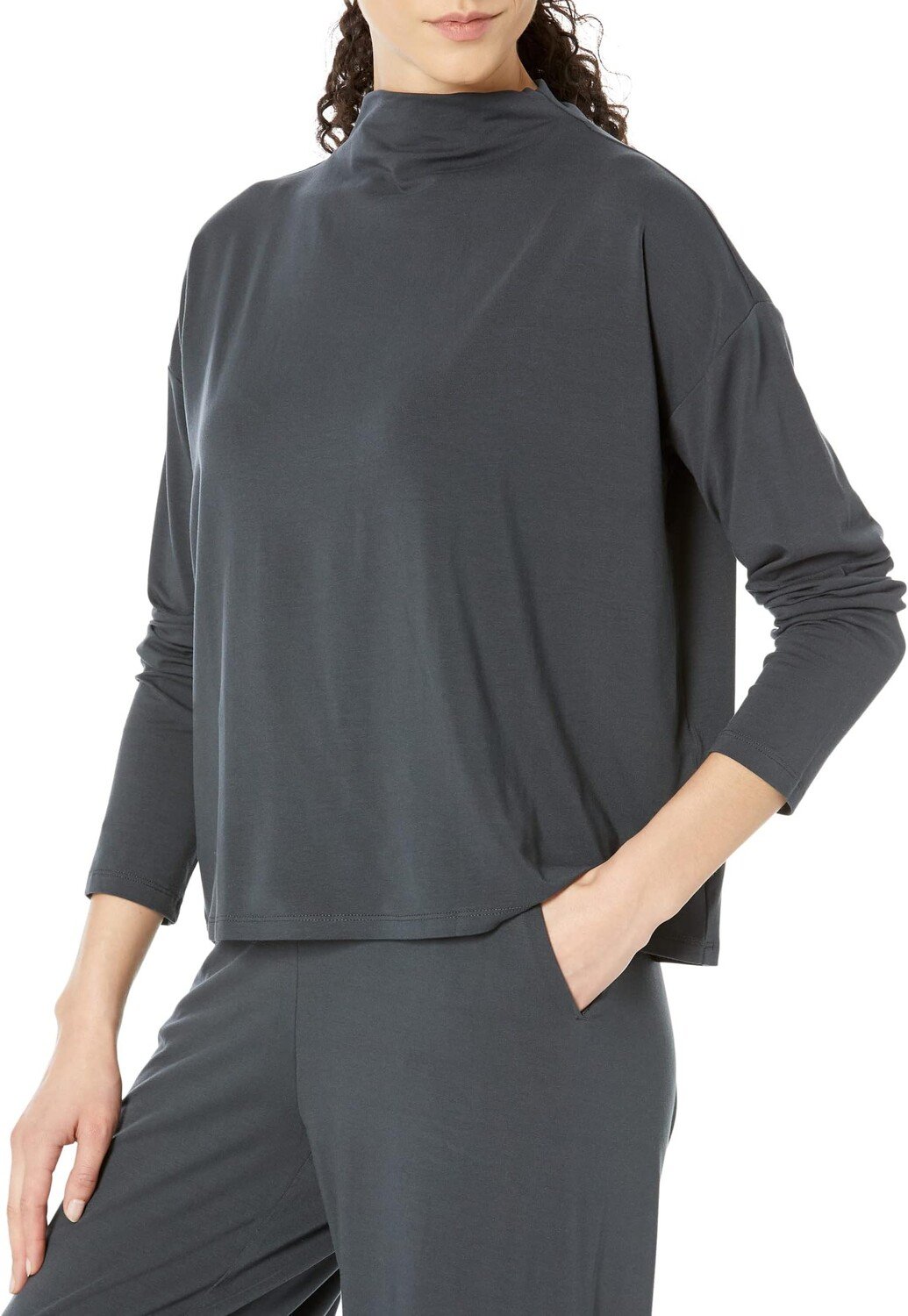 Топ-бокс с воронкообразным вырезом Eileen Fisher, цвет Graphite