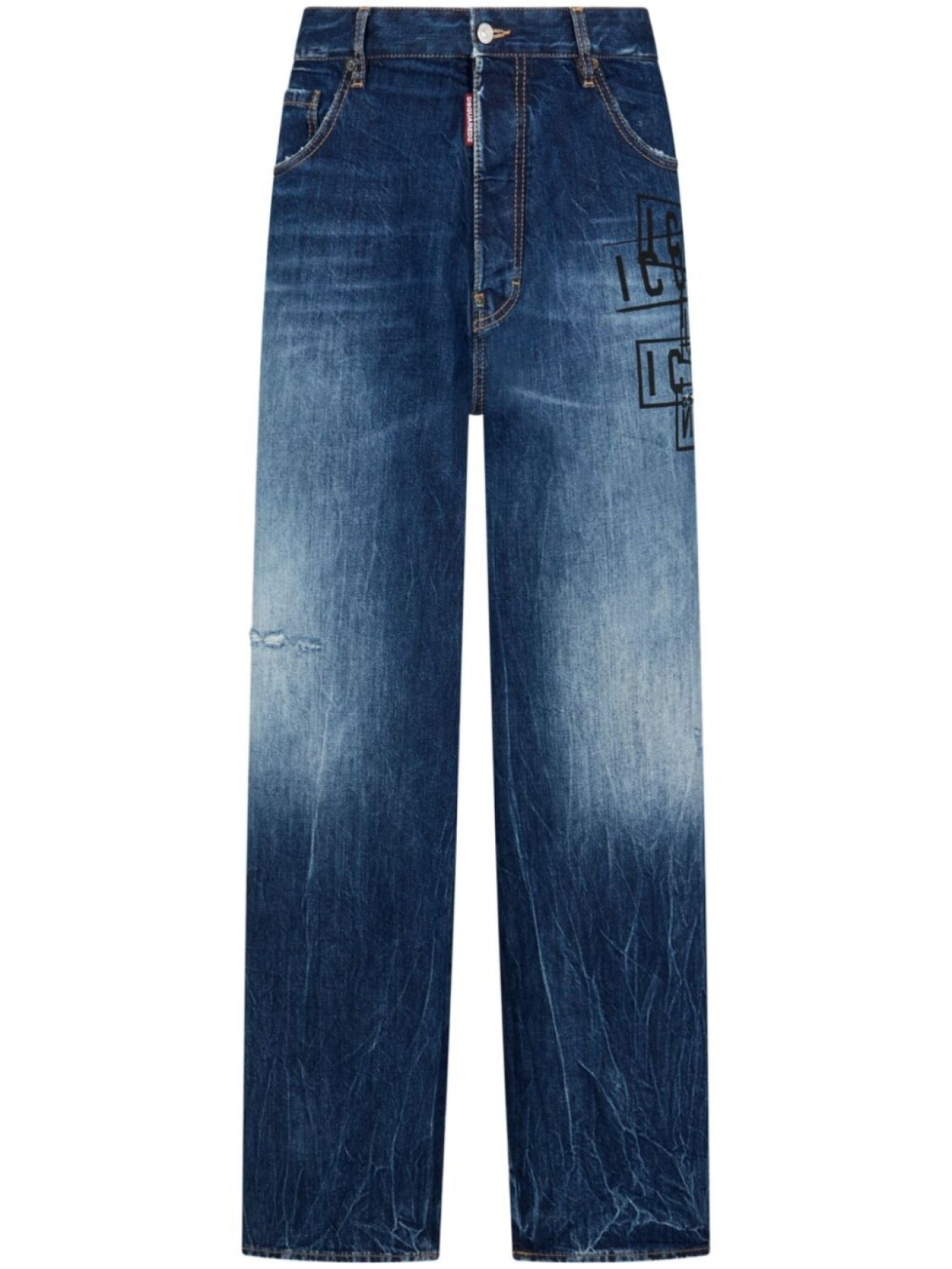 

Dsquared2 прямые джинсы с завышенной талией и принтом Icon, синий
