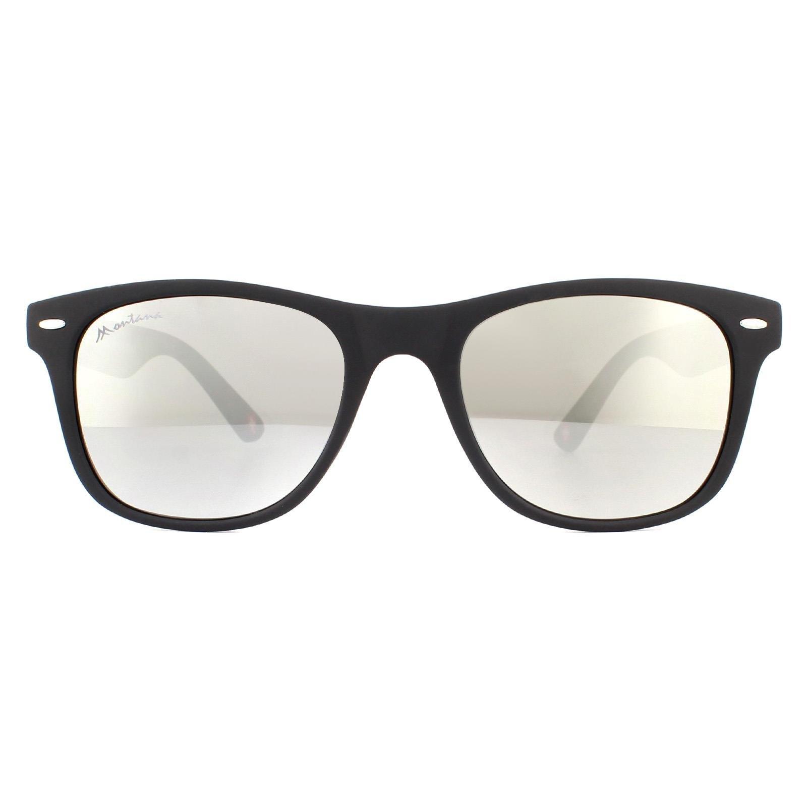 Прямоугольные матовые черные серебряные зеркальные солнцезащитные очки Rubbertouch montana, черный зеркало black