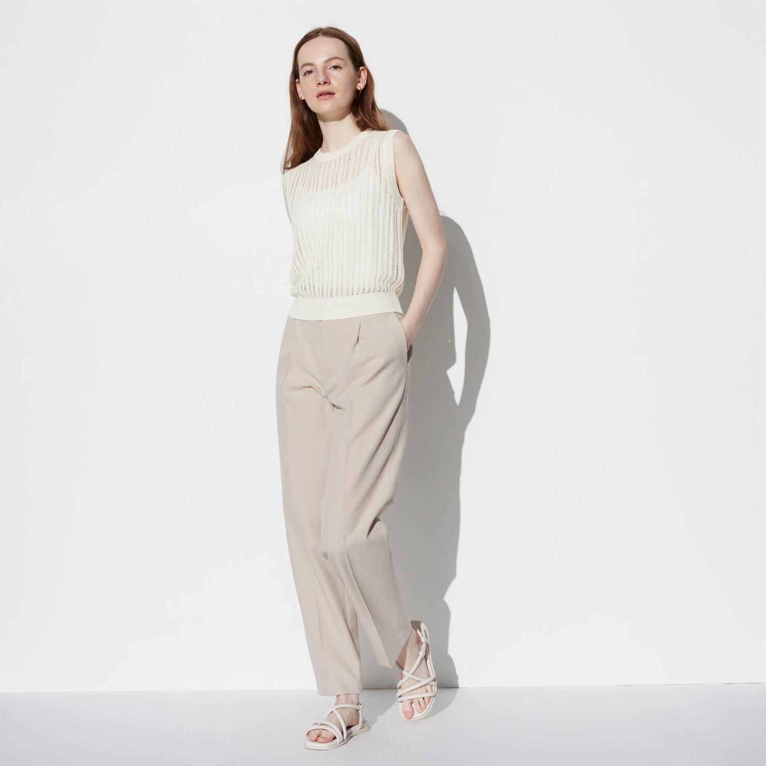 

Брюки UNIQLO Kando с подкладкой удлиненные, бежевый