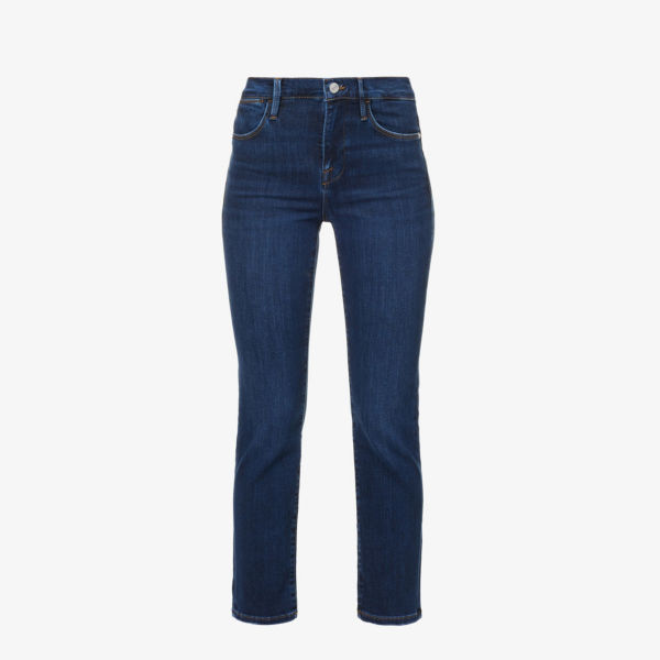 Прямые джинсы Le High Straight из эластичного денима с высокой посадкой и накладными карманами Frame, цвет majesty