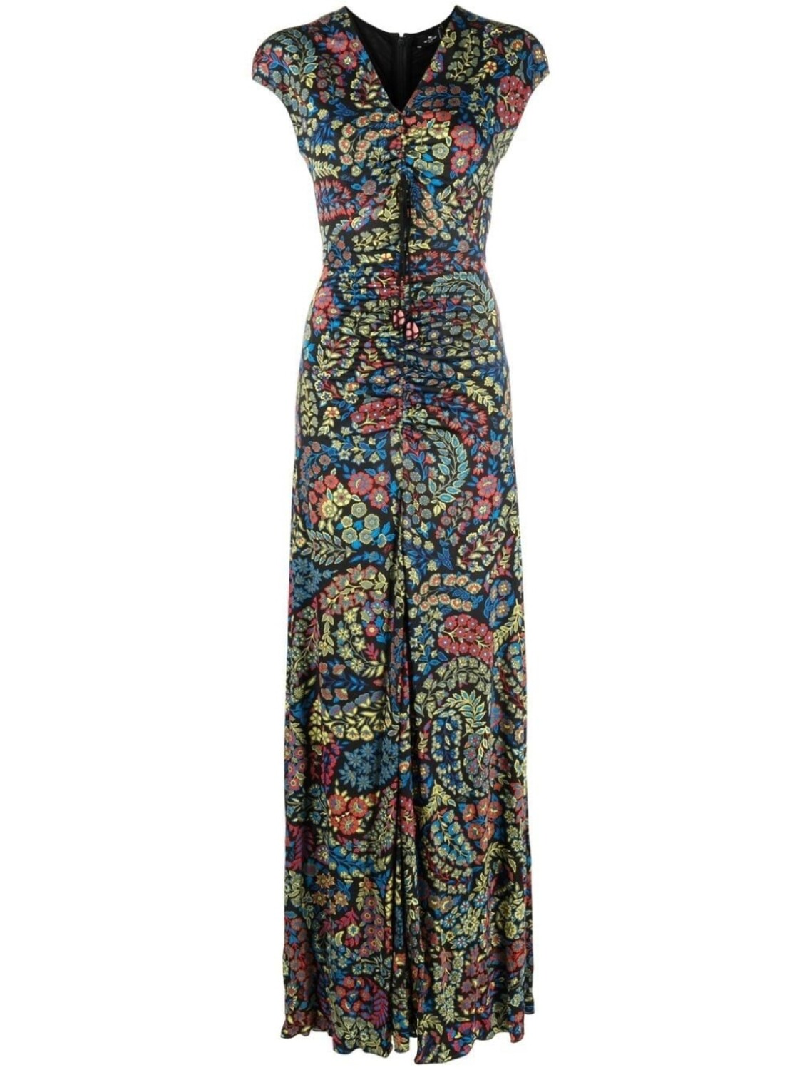 

ETRO платье макси с цветочной вышивкой, черный