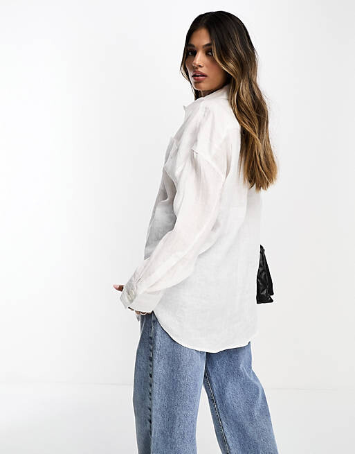 

Белая льняная рубашка AllSaints Inez