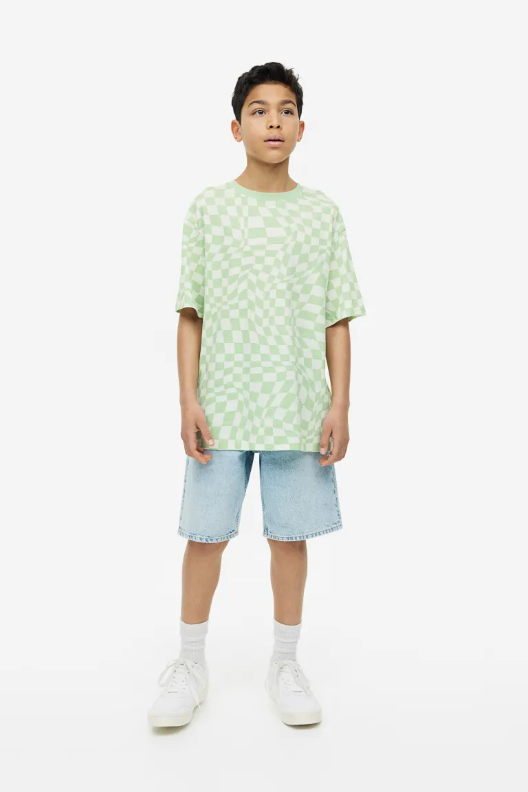 

Футболка из трикотажа с принтом H&M, зеленый