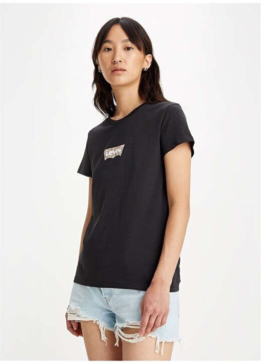 

Белая женская футболка с круглым вырезом и принтом Levis, Белый
