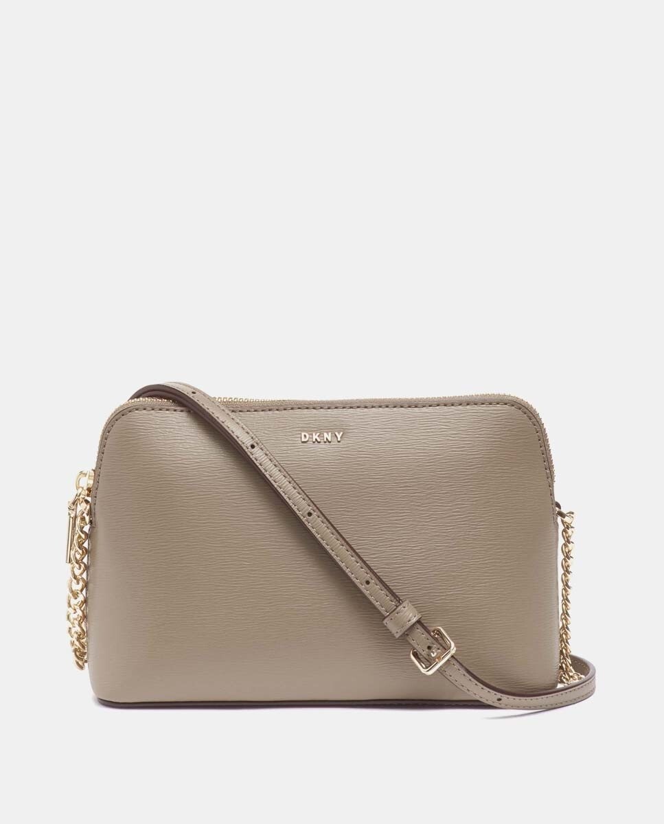 

Бежевая кожаная сумка через плечо на молнии DKNY, бежевый