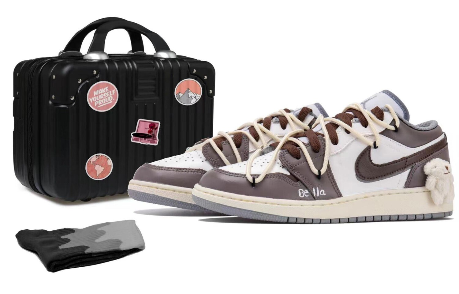 

Кроссовки Air Jordan 1 Vintage Basketball Shoes Women's Low-top White/Brown, серый