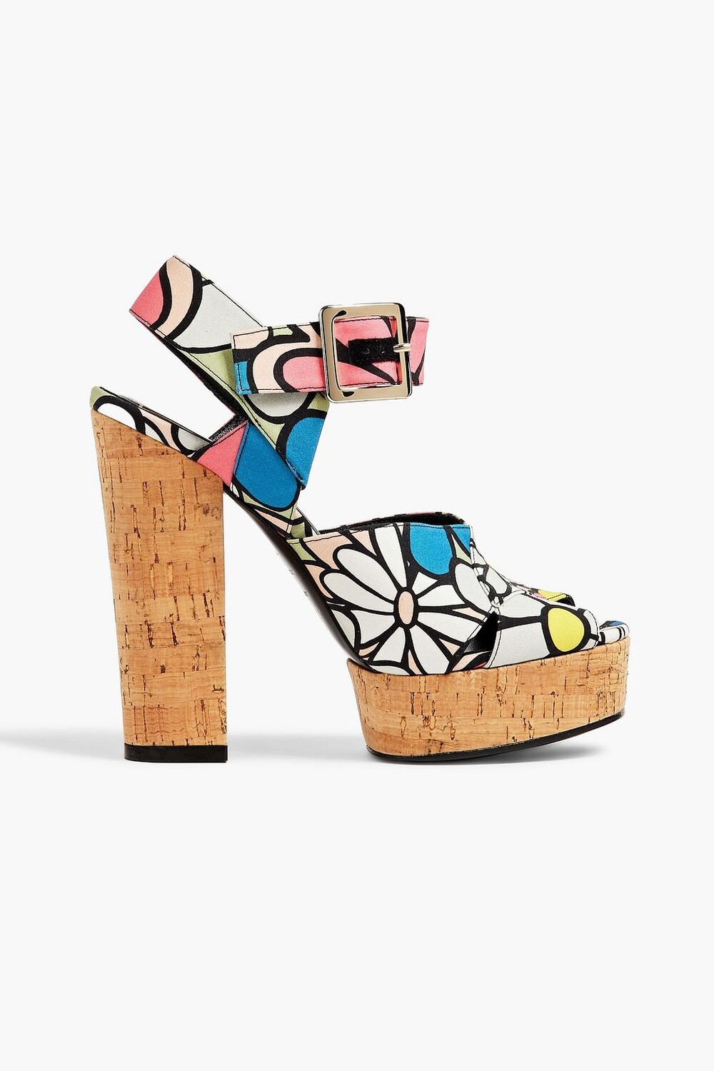 

Босоножки на платформе из парусины с цветочным принтом ROGER VIVIER, разноцветный