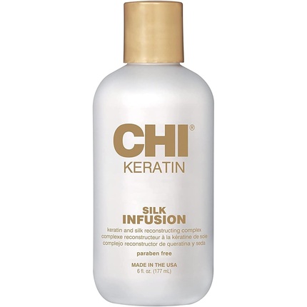 CHI Keratin Silk Infusion; Восстанавливающая кератиновая сыворотка для волос 177 мл chi silk infusion восстанавливающий гель для волос 177 мл бутылка