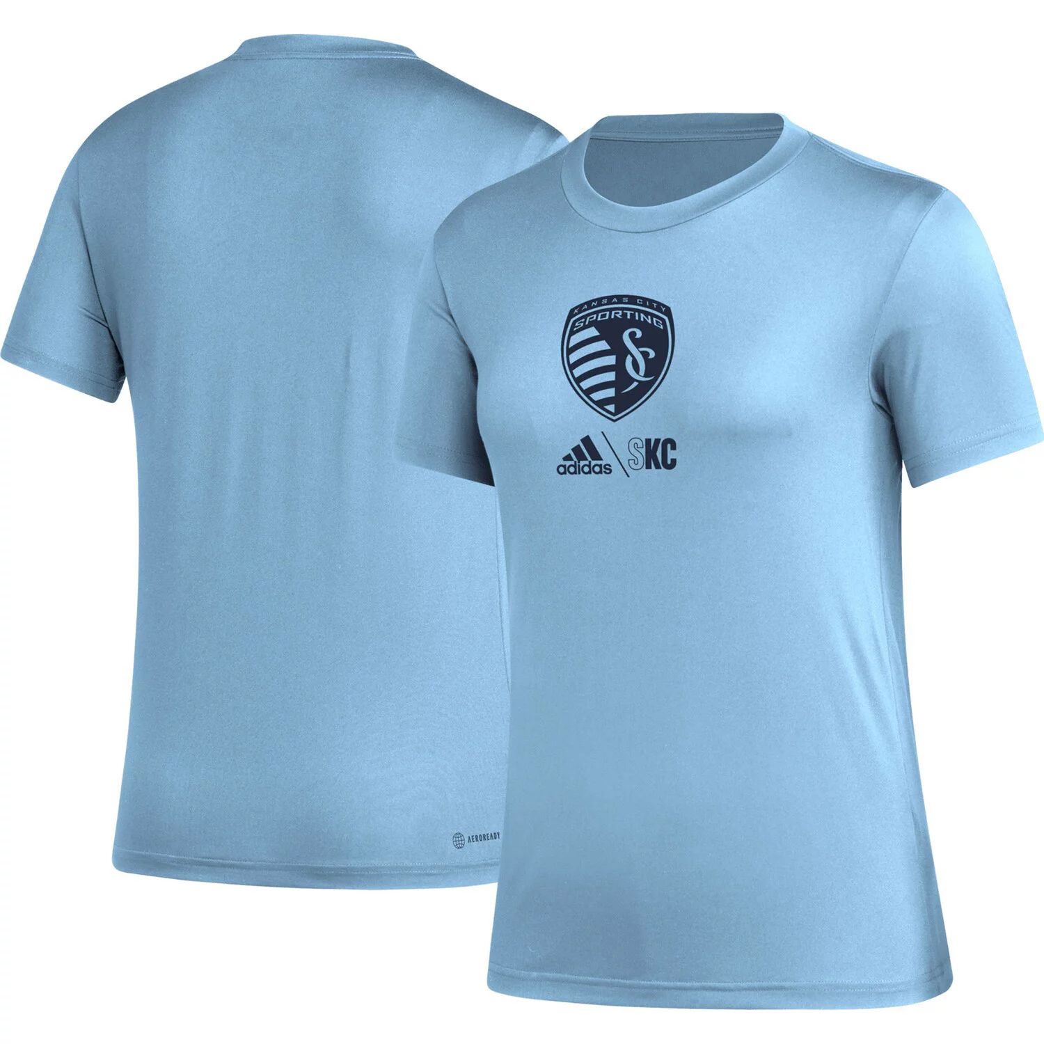 Женская голубая футболка adidas Sporting Kansas City AEROREADY Club Icon adidas