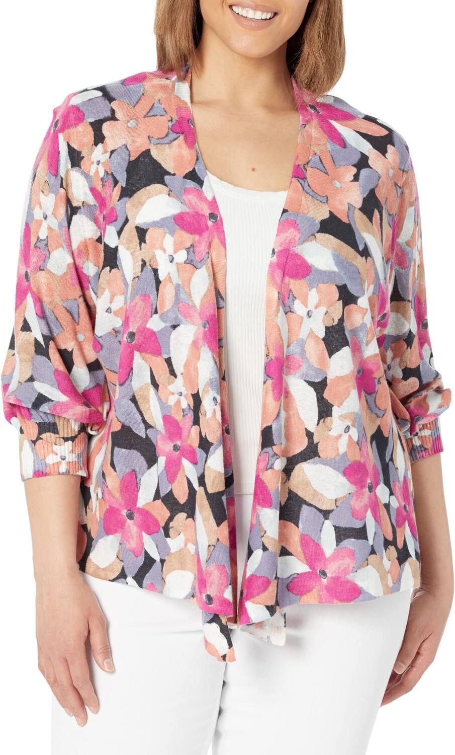 

Свитер Plus Size Glowing Petals Four-Way Cardigan NIC+ZOE, цвет Pink Multi