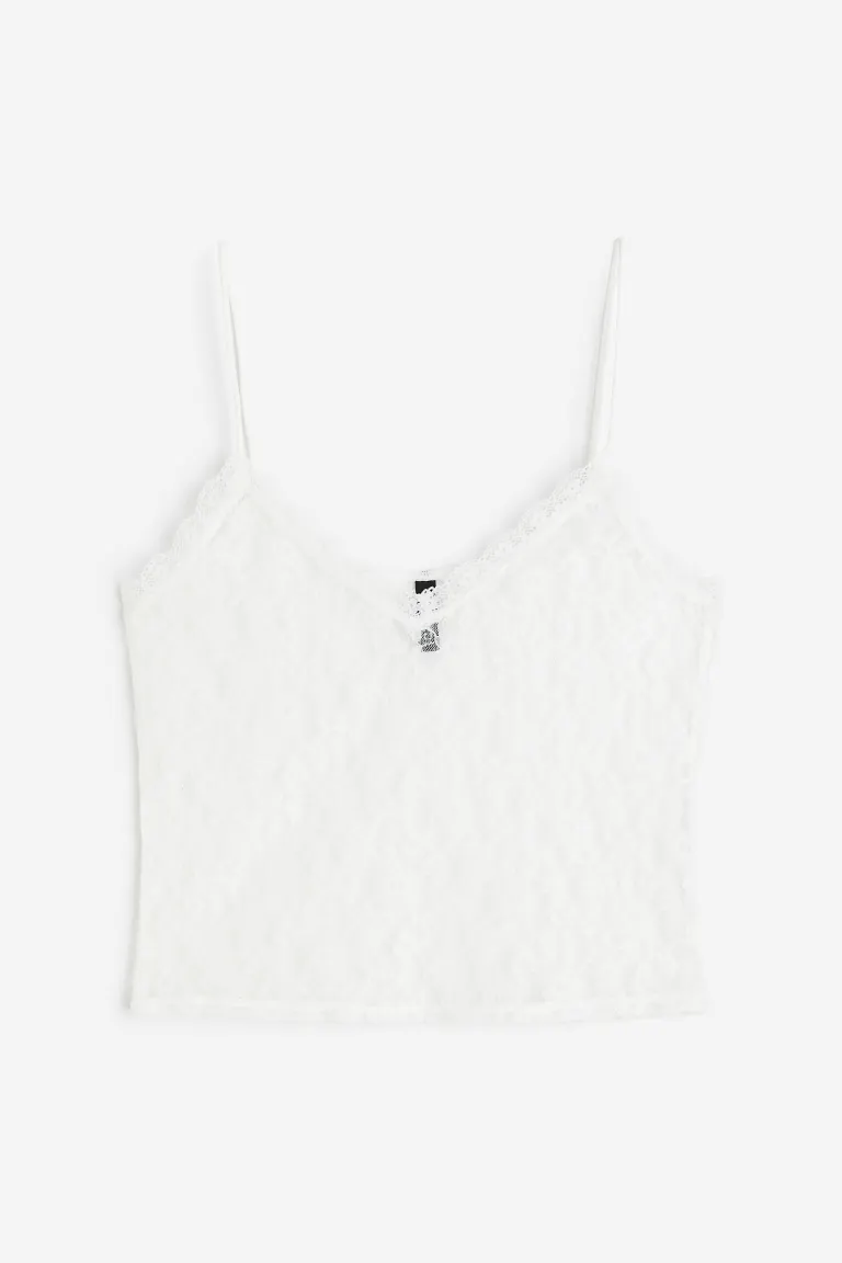 

Прозрачный кружевной топ на бретелях H&M, белый