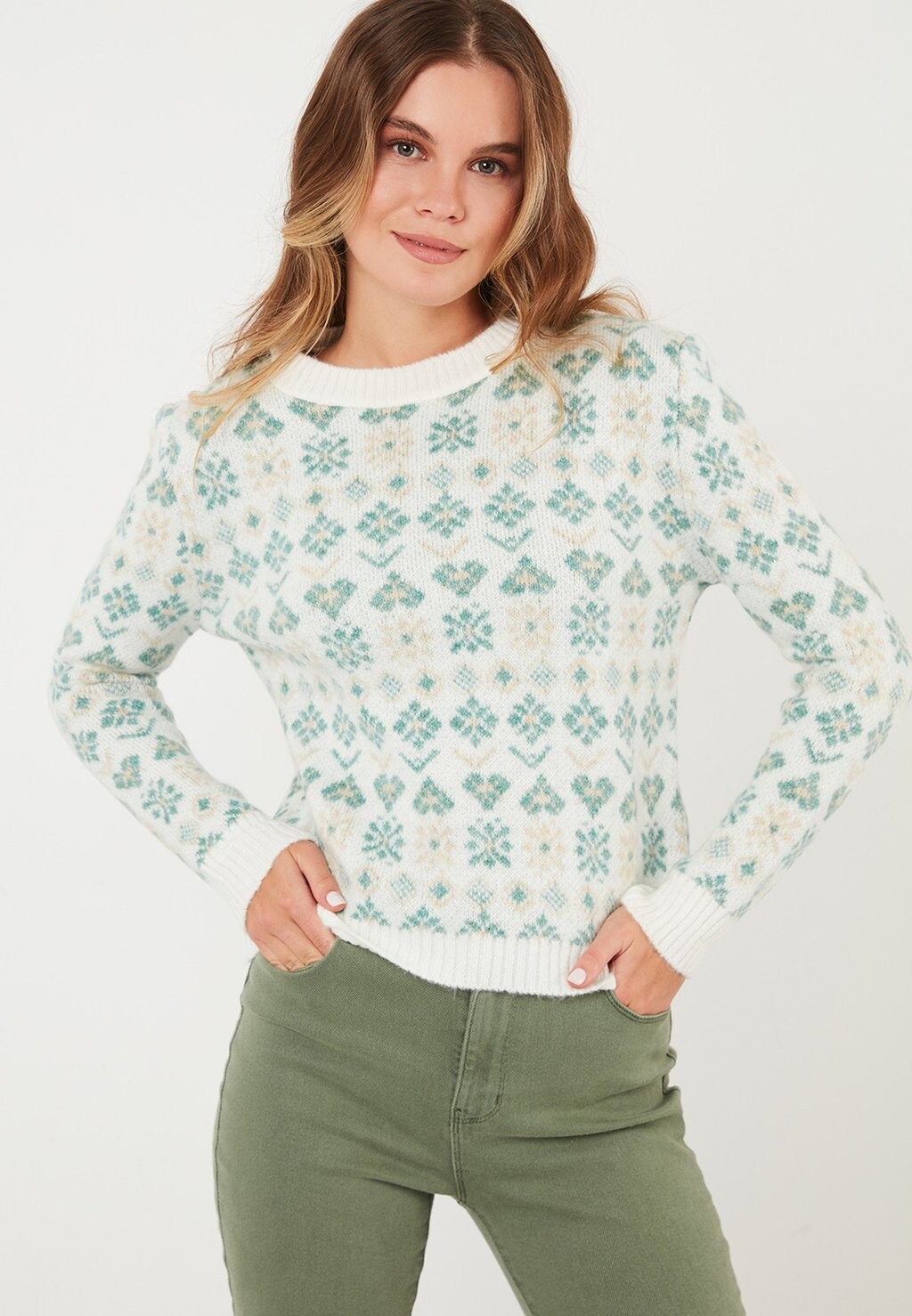 

Свитер LELA Regular Fit, светло-бежевый, Бежевый;серый