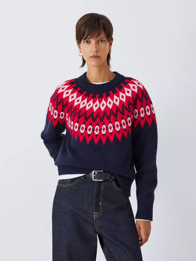 

Джемпер John Lewis Fair Isle Wool Blend Knit, цвет navy/multi