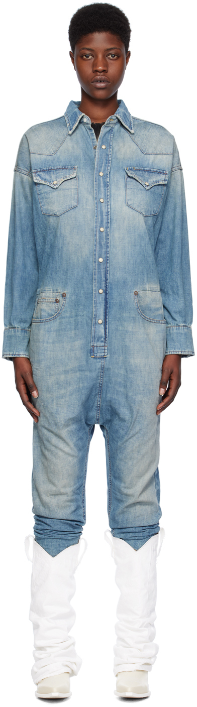 Синий джинсовый комбинезон в ковбойском стиле R13