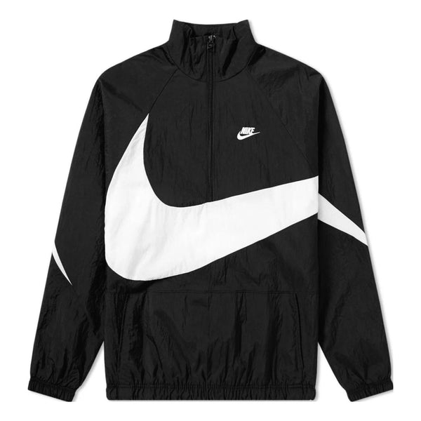 Куртка Nike Swoosh Half Zip Woven Jacket 'Black White', черный куртка nike club winter half zip fleece jacket black purple dq4881 010 черный