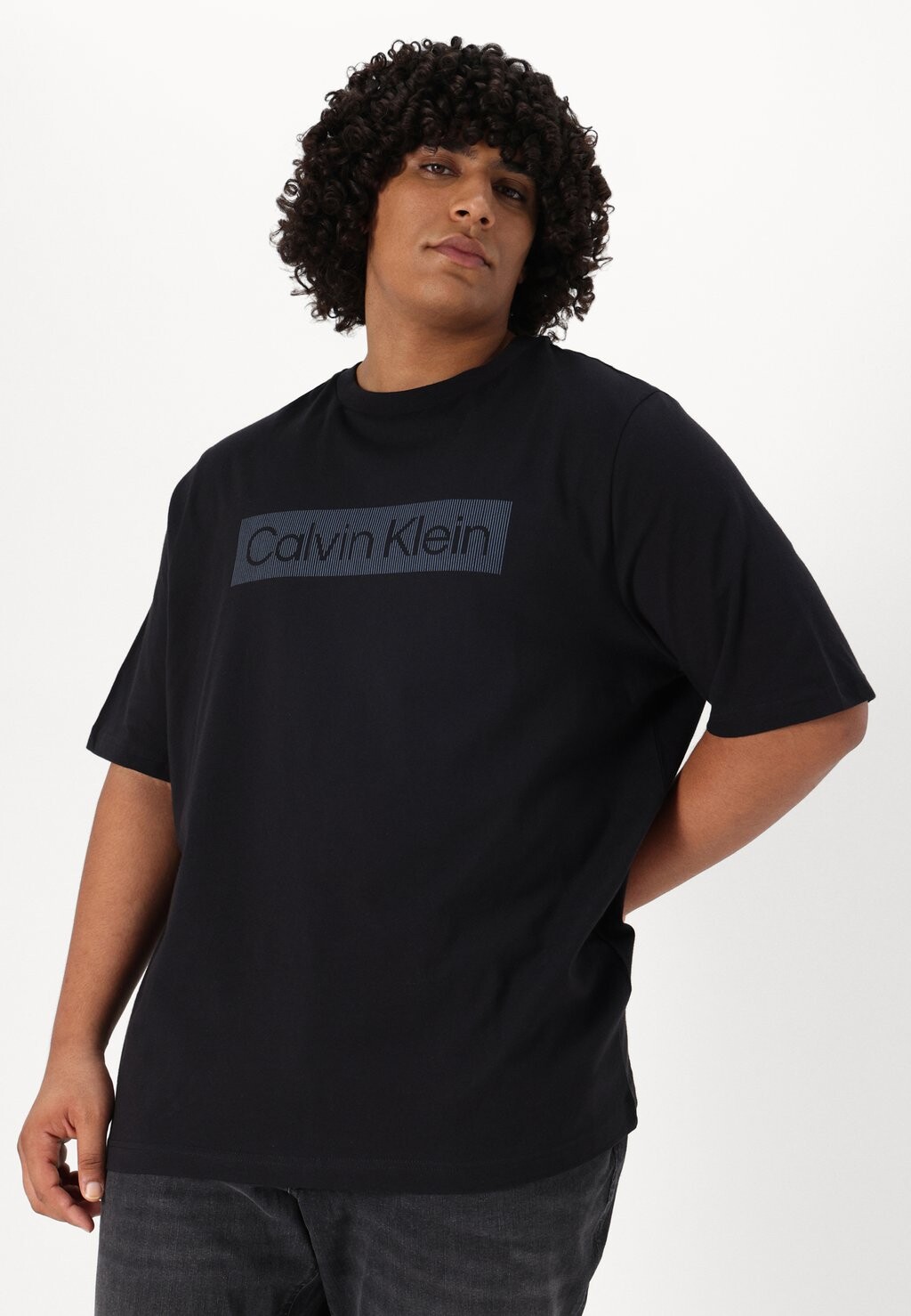 

Футболка с принтом BOX STRIPED LOGO Calvin Klein, черный