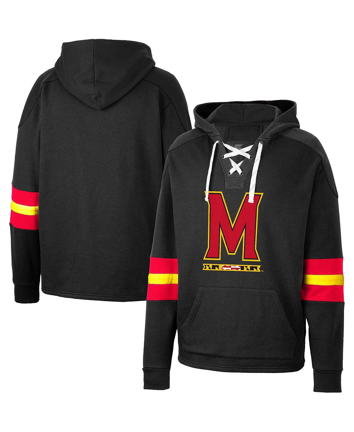 Мужской черный пуловер с капюшоном Maryland Terrapins на шнуровке 4.0 Colosseum