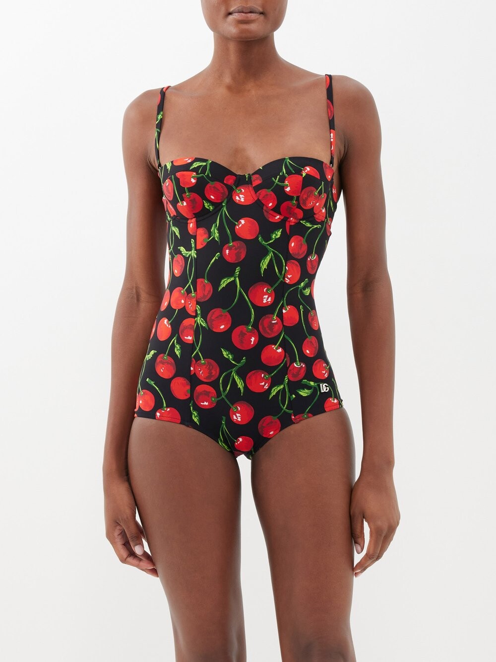 

Купальник с вишневым принтом Dolce & Gabbana, черный