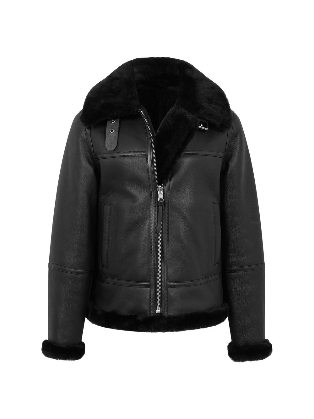 

Пальто Mila из кожи и окрашенной овчины Reiss, черный