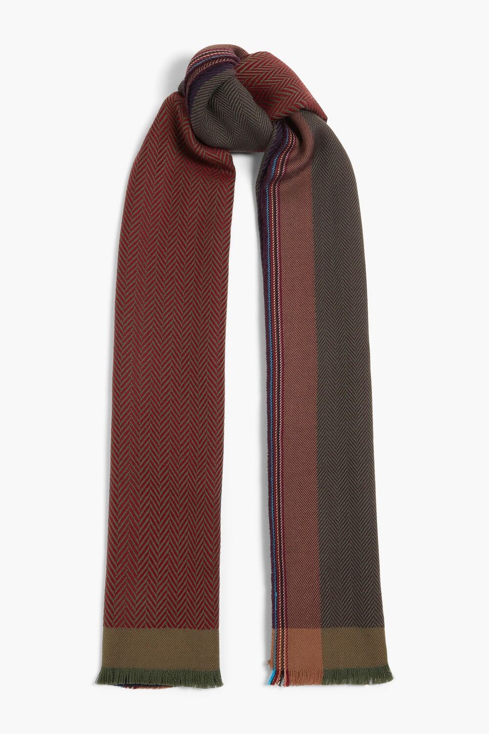 

Шерстяной шарф жаккардовой вязки "елочкой" PAUL SMITH, красный
