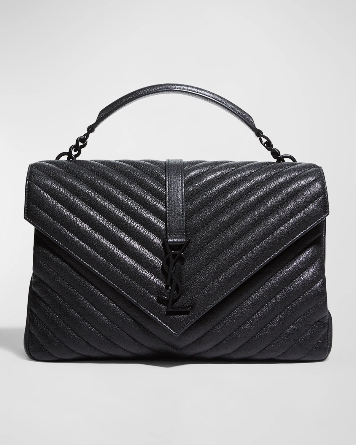 

Сумка через плечо College с большим клапаном YSL из стеганой кожи Saint Laurent, цвет Black
