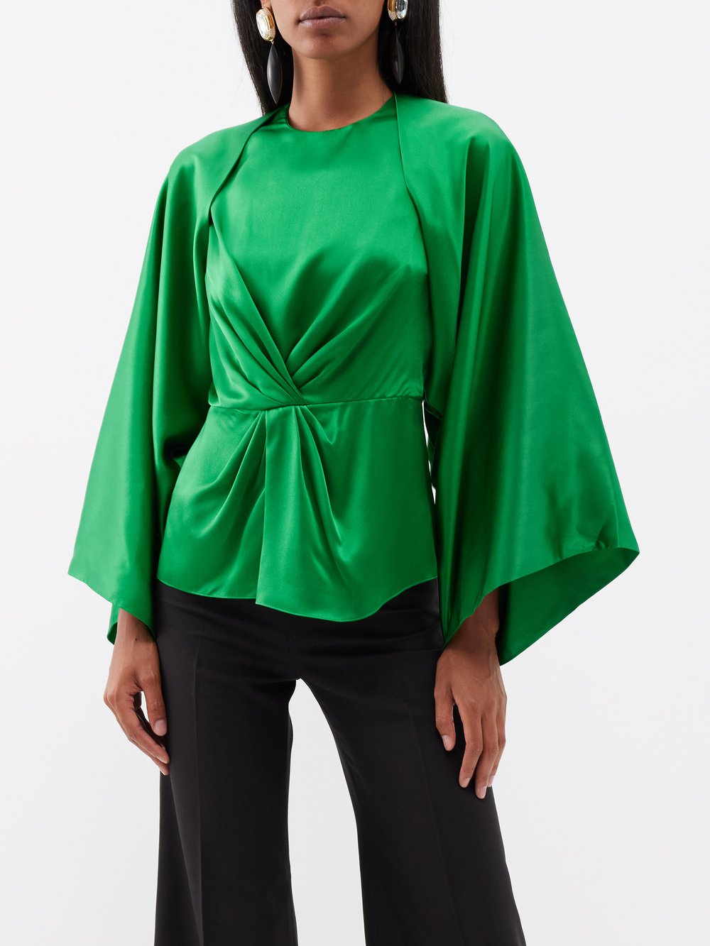 цена Шелковая блузка amelia + paloma со съемными рукавами E.Stott, зеленый