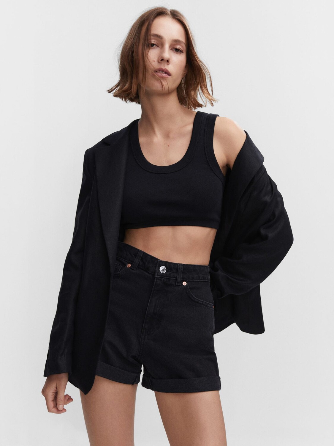 

Джинсовые шорты для мамы Mango, открытый серый