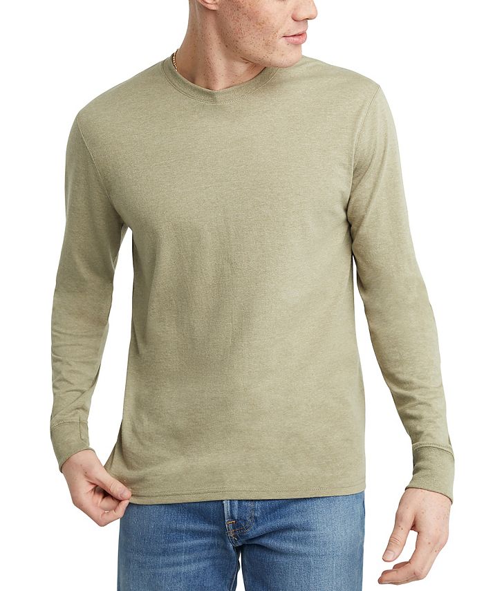 Мужская футболка Originals Tri-Blend с длинным рукавом Hanes, цвет Green мужская хлопковая футболка originals с коротким рукавом hanes цвет equilibrium green