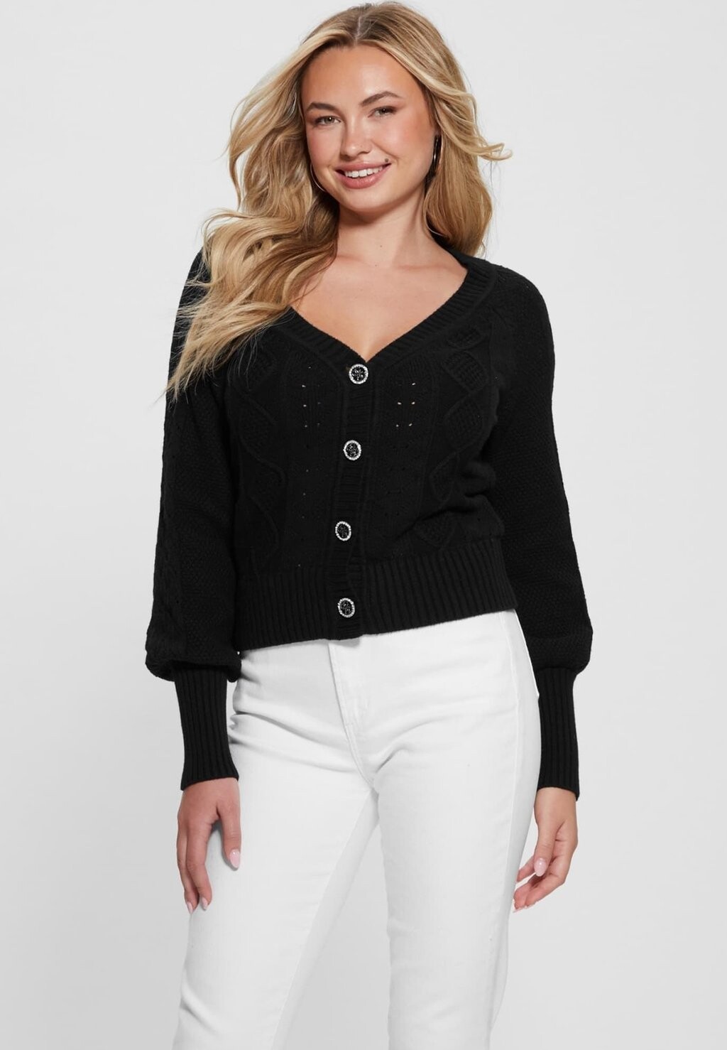

Кардиган Mit Zopfmuster Guess, цвет schwarz