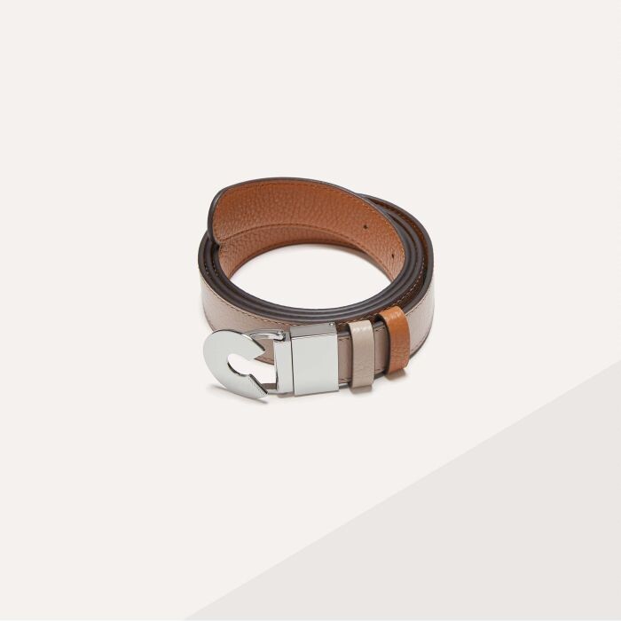 

Ремень из блестящей кожи с тиснением козы Coccinelle LOGO C REVERSIBLE SHINY GOAT, розовый