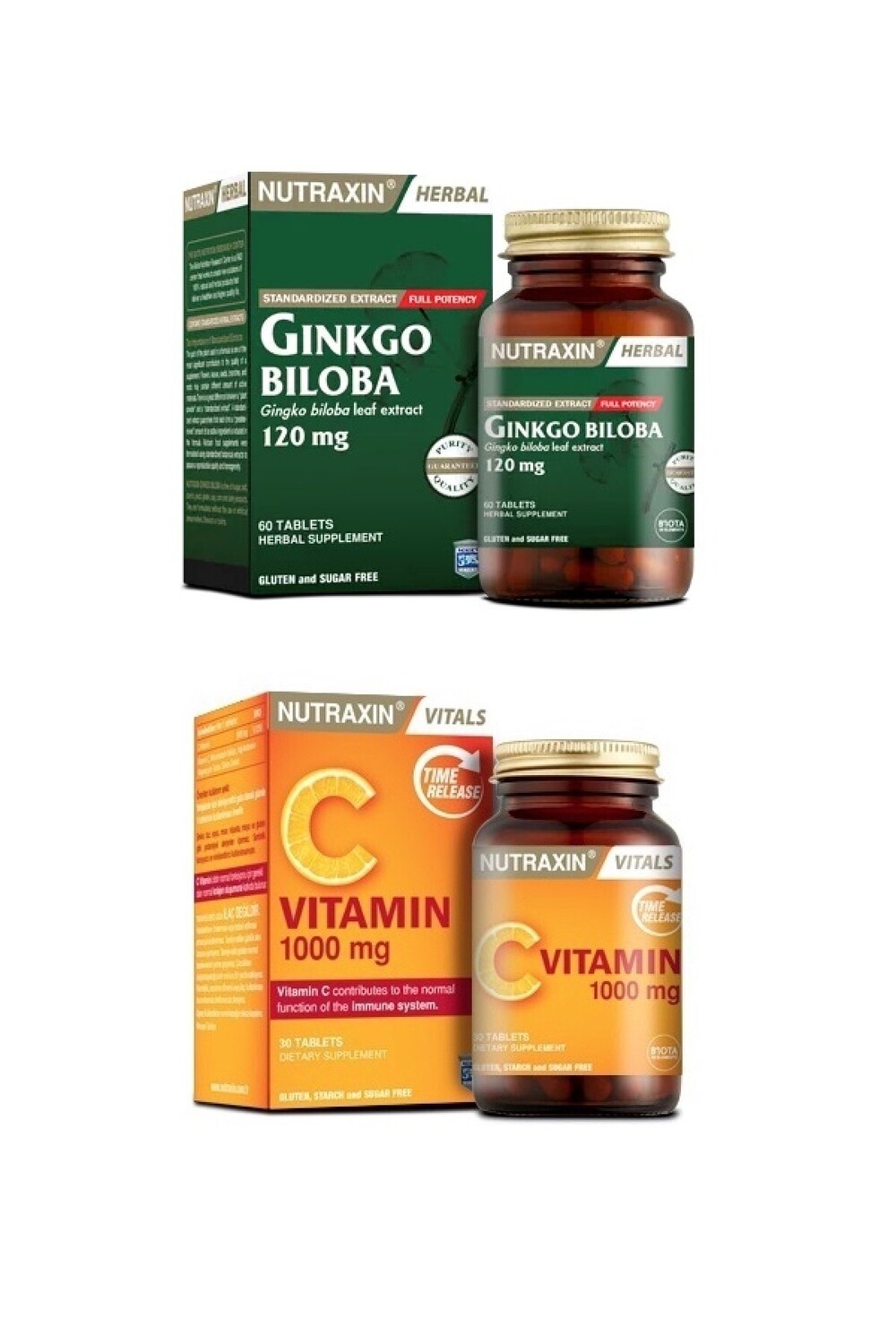 

Nutraxin Гинкго билоба 60 таблеток + витамин С 1000 мг 30 таблеток