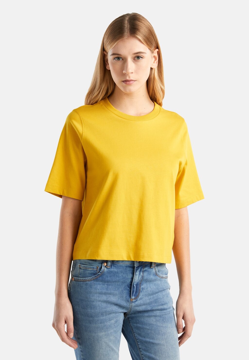 

Базовая футболка BOXY FIT United Colors of Benetton, цвет yellow