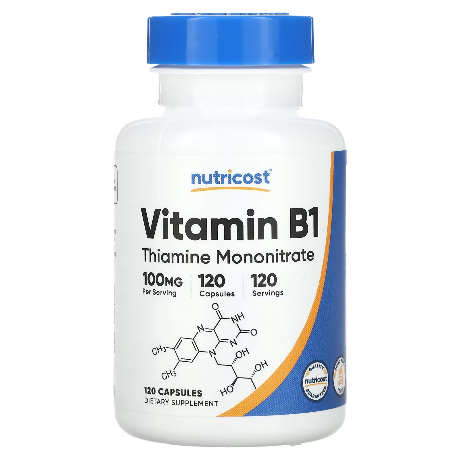 Витамин В1 Nutricost 100 мг, 120 капсул nutricost витамин b2 рибофлавин 100 мг 120 капсул