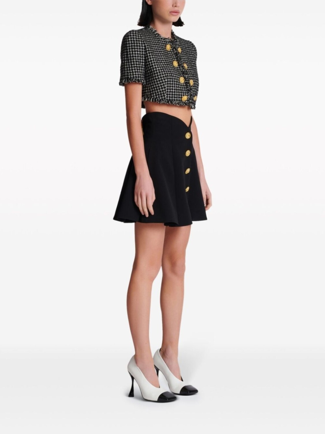 

Balmain юбка мини со складками, черный