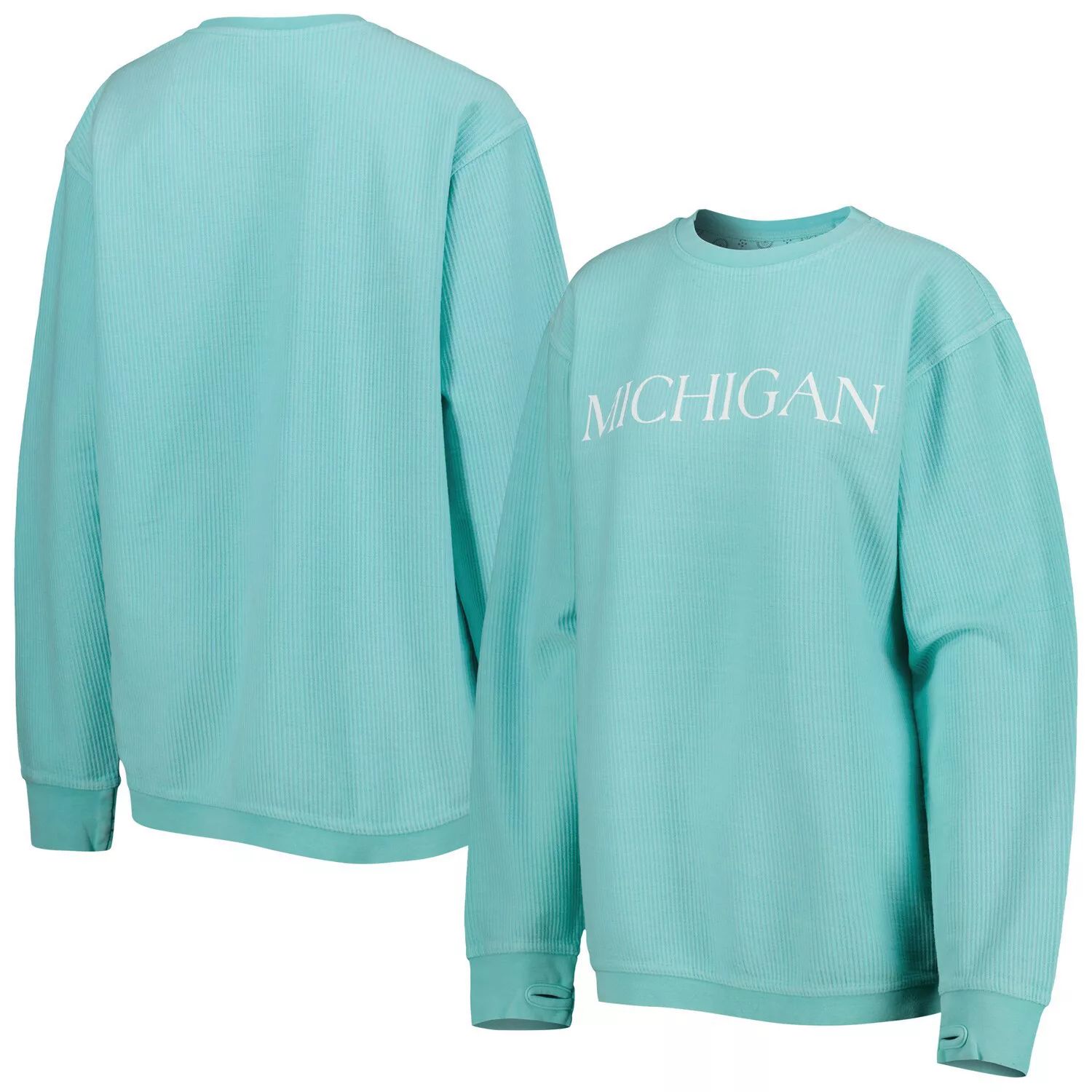 цена Женский удобный вельветовый пуловер с принтом Pressbox Mint Michigan Wolverines, толстовка