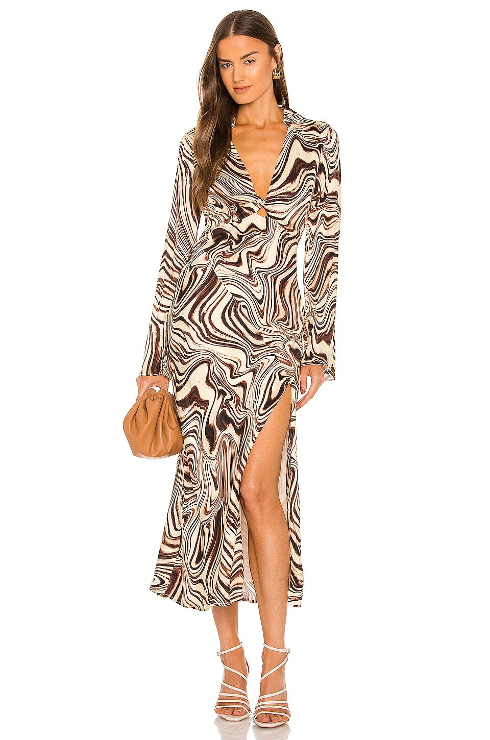 

Платье миди NICHOLAS Michelle Long Sleeve Twist Front with Collar, цвет 70s Marble Swirl