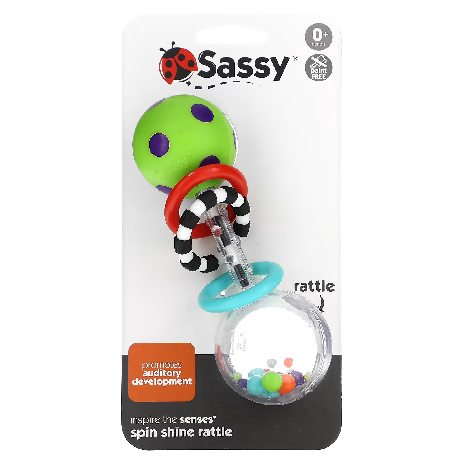 Погремушка Sassy Inspire The Senses Spin Shine 0+ месяцев 1 шт. набор из 2 предметов sassy inspire the senses linky links для детей от 3 месяцев
