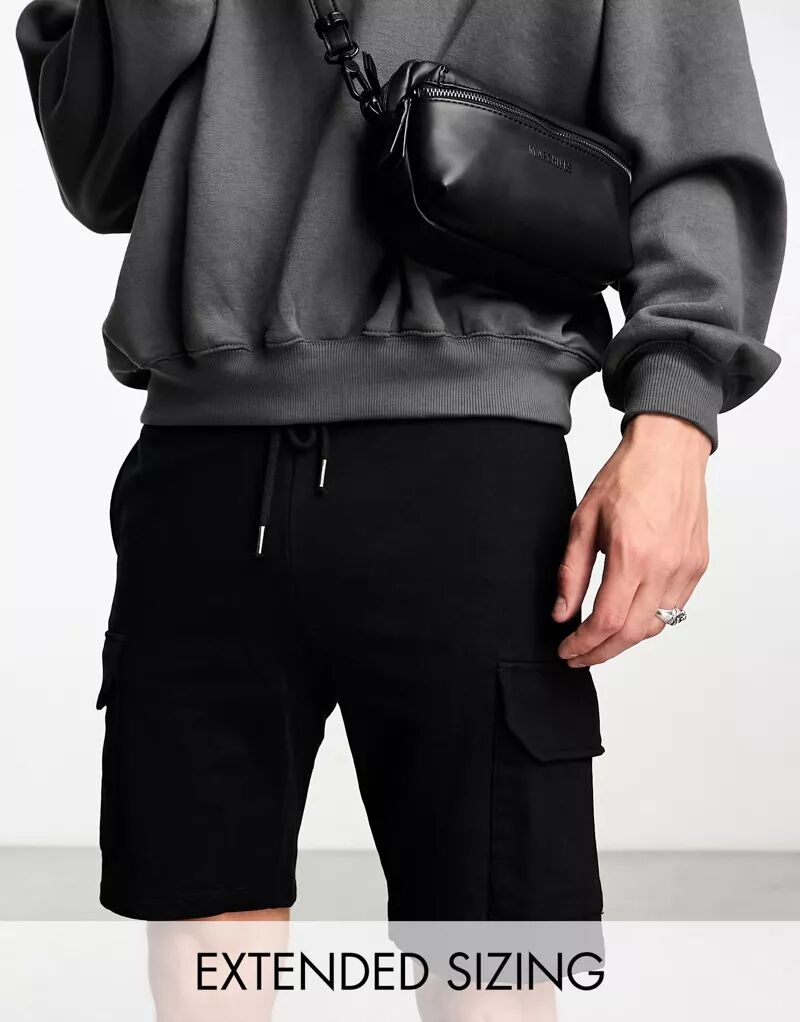Черные шорты с карманами-карго ASOS