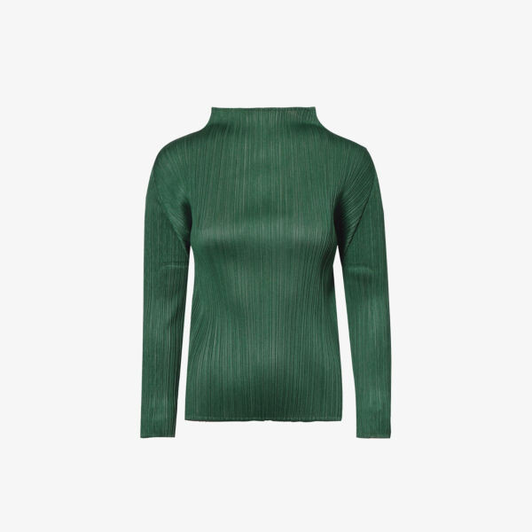 

Яркий вязаный топ с высоким воротником Pleats Please Issey Miyake, зеленый