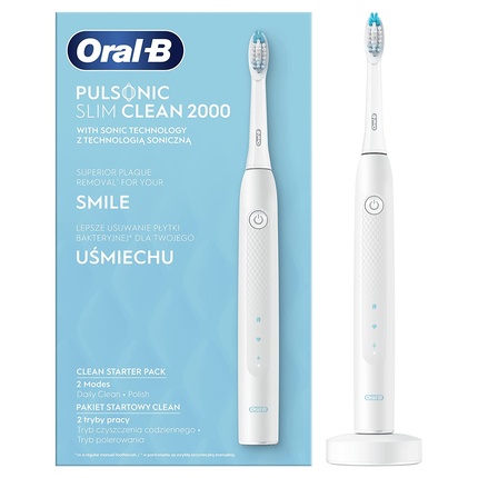 Oral-B Pulsonic Slim Clean 2000 Аккумуляторная звуковая зубная щетка, белая, Oral B